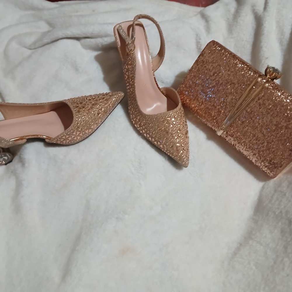 Elegant Gold Heels and Clutch Set